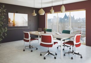 Photo d'inspiration pour l'aménagement d'une salle de réunion design et ergonomique à l'aide de notre mobilier professionnel personnalisable.